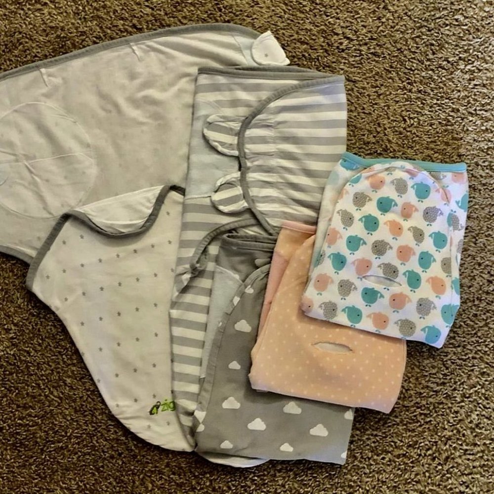 6 Velcro Infant Baby Swaddlers, 0–3 Months